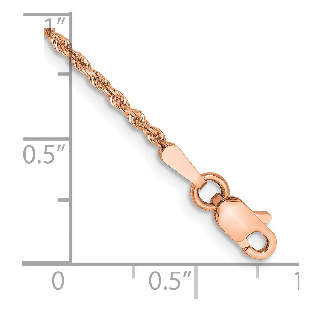 14k Rose Gold 1.5mm Diamond-cut Rope Chain Anklet