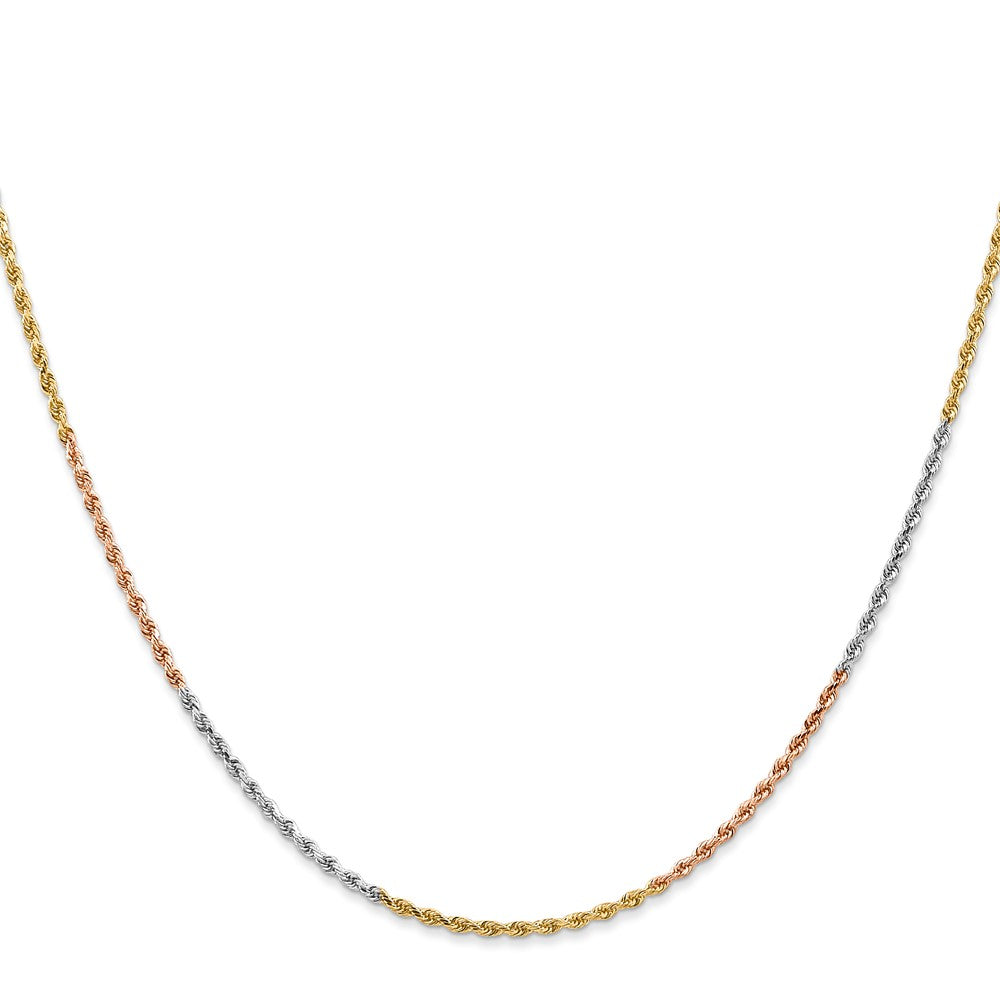 14k Tri-color 1.5mm Diamond-cut Rope Chain