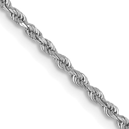 14k White Gold 1.5mm Diamond-cut Rope Chain