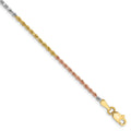 14k Tri-color 1.75mm Diamond-cut Rope Chain Anklet