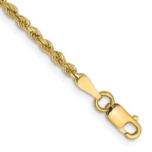 14k 2.0mm Diamond-cut Rope Chain Anklet
