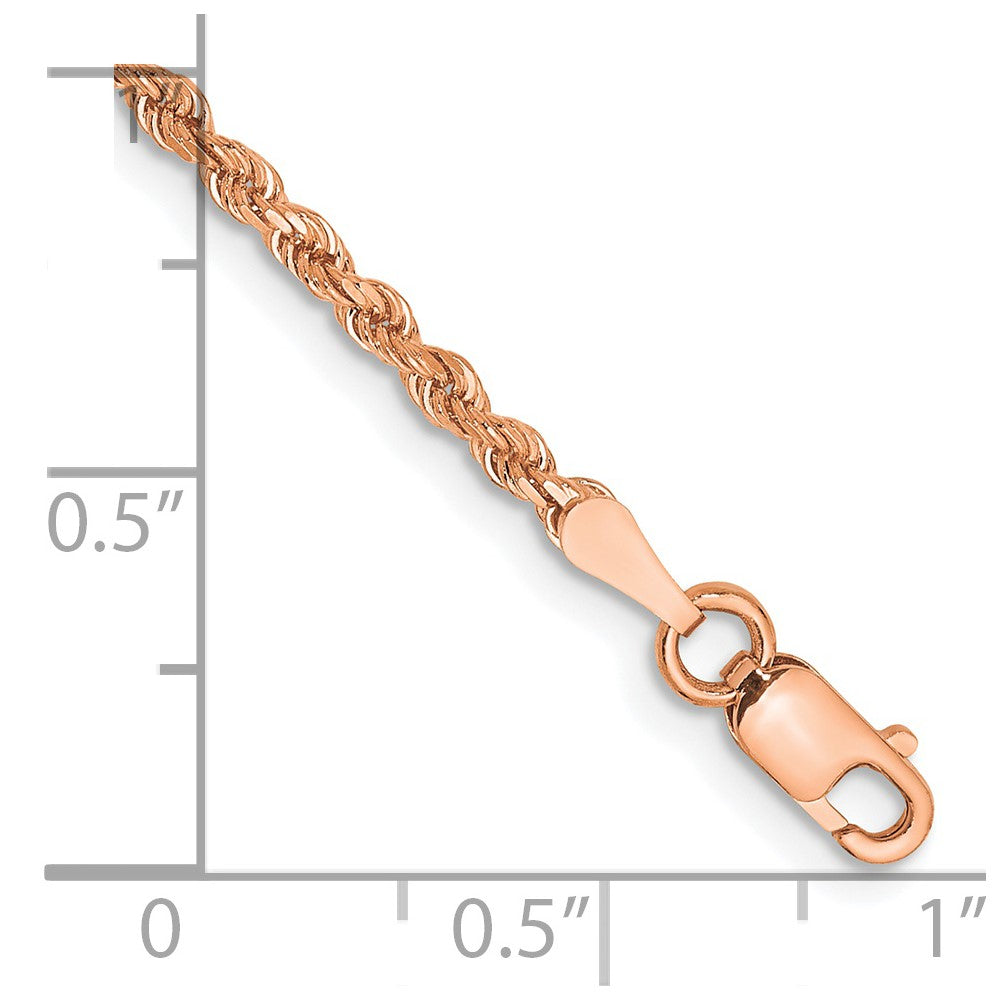 14k Rose Gold 2.0mm Diamond-cut Rope Chain Anklet