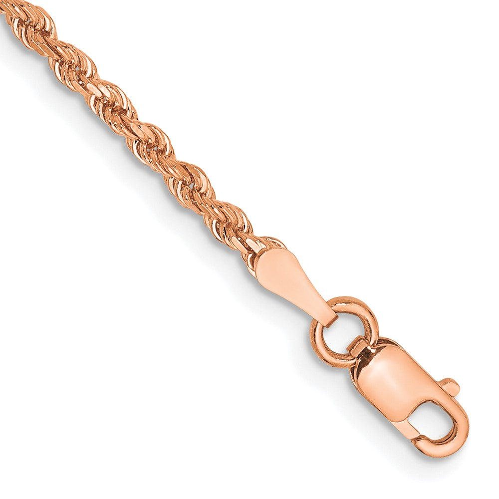 14k Rose Gold 2.0mm Diamond-cut Rope Chain Anklet