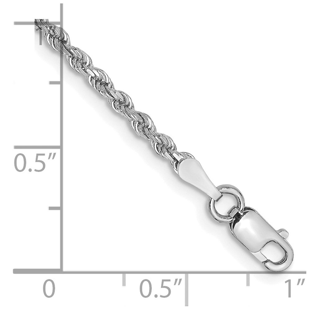 10k White Gold 2.0mm Diamond-cut Rope Chain Anklet