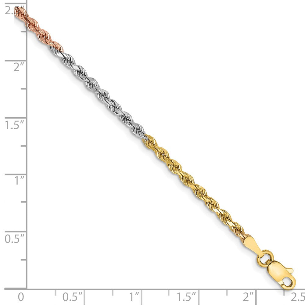 14k Tri-color 2.5mm Diamond-cut Rope Chain