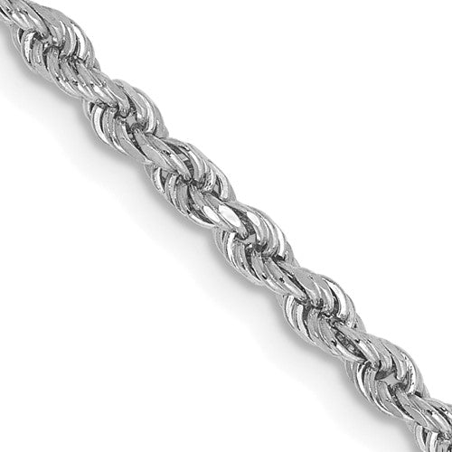 10k White Gold 2.25mm Diamond-cut Rope Chain