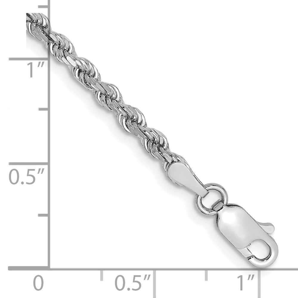 14k White Gold 2.75mm Diamond-cut Rope Chain