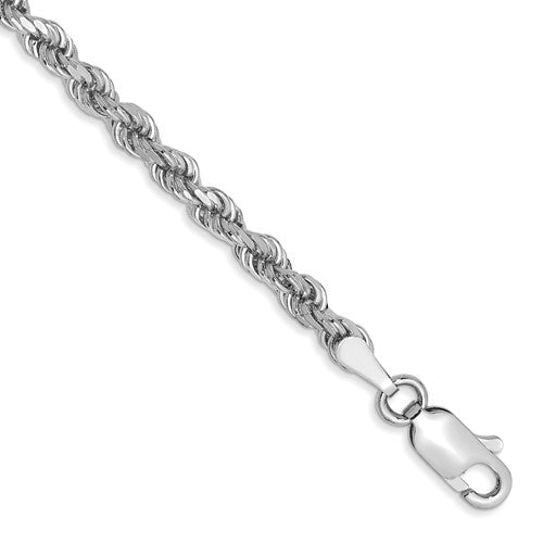 10k White Gold 3.0mm Diamond-cut Rope Chain