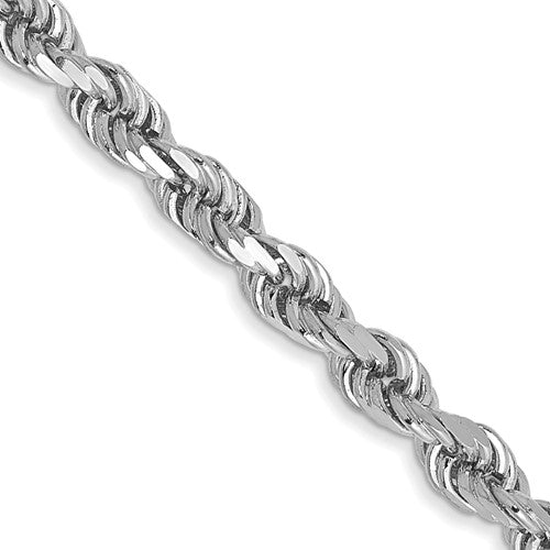 14k White Gold 3.0mm Diamond-cut Rope Chain