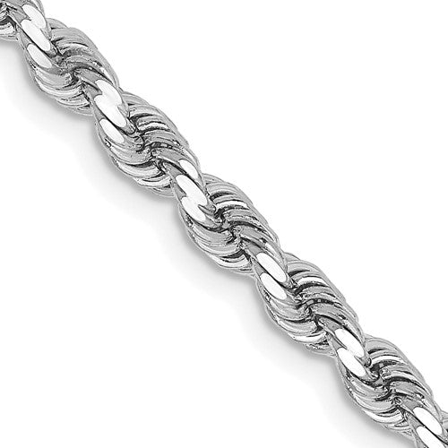 14k White Gold 3.25mm Diamond-cut Rope Chain
