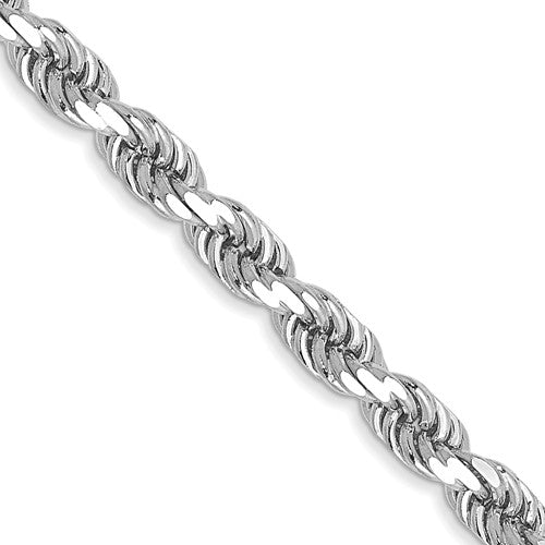 14k White Gold 3.5mm Diamond-cut Rope Chain