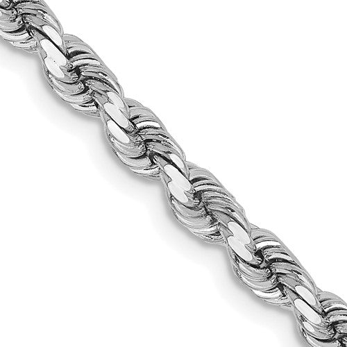 14k White Gold 3.75mm Diamond-cut Rope Chain