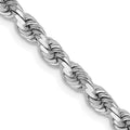 14k White Gold 3.75mm Diamond-cut Rope Chain