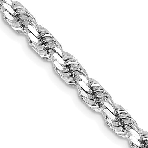 14k White Gold 4.25mm Diamond-cut Rope Chain