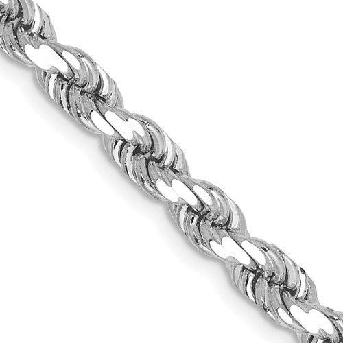14k Whie Gold 4.5mm Diamond-cut Rope Chain