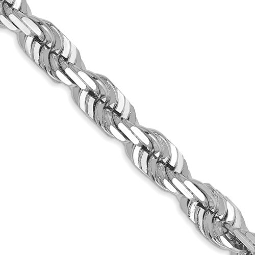 14k White Gold 5.5mm Diamond-cut Rope Chain