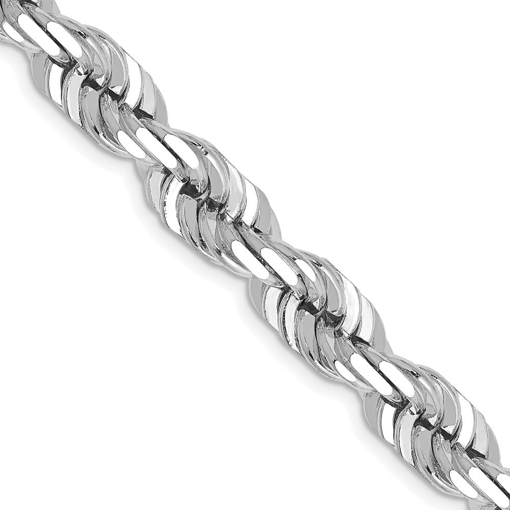 14k White Gold 7.0mm D/C Rope Fancy Lobster Clasp Chain