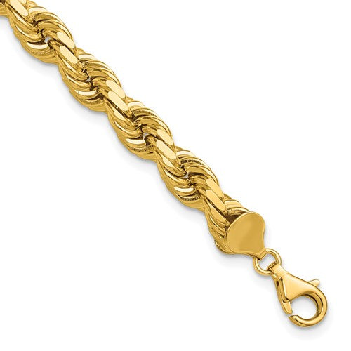 14k 8.0mm D/C Rope Fancy Lobster Clasp Chain