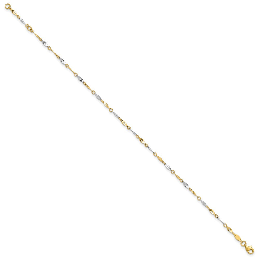 10k Two-Tone Polished 9in Plus 1in ext. Anklet