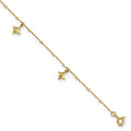 10k Polished Diamond-cut Stars Dangle Stations 9 Plus 1in ext. Anklet