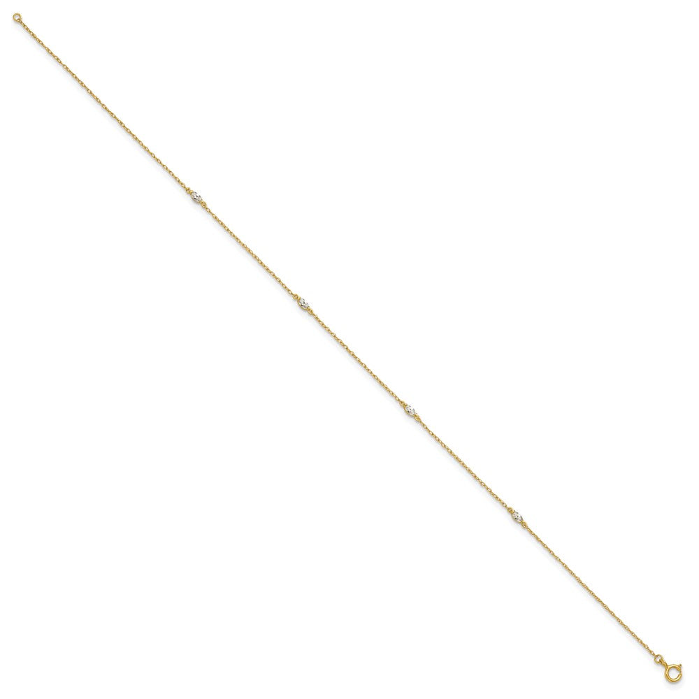 10k Polished Marquise CZ 4 Station 10in Anklet