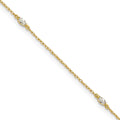 10k Polished Marquise CZ 4 Station 10in Anklet
