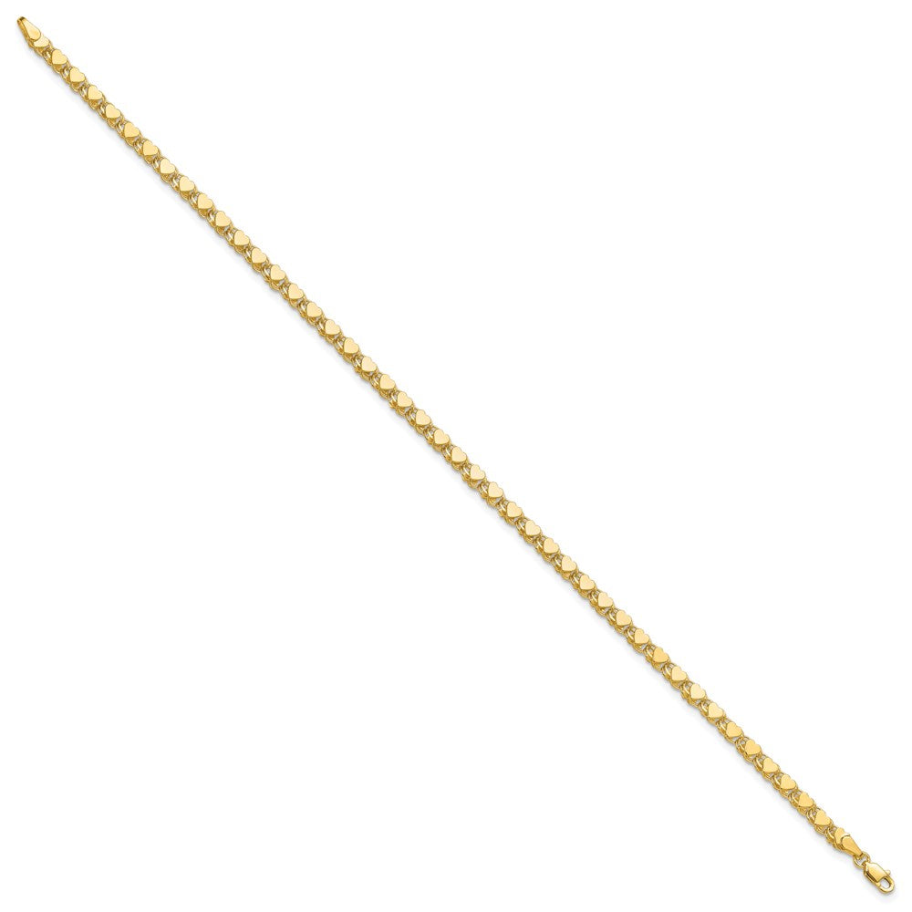 10k Polished Double-Sided Heart 10in Anklet