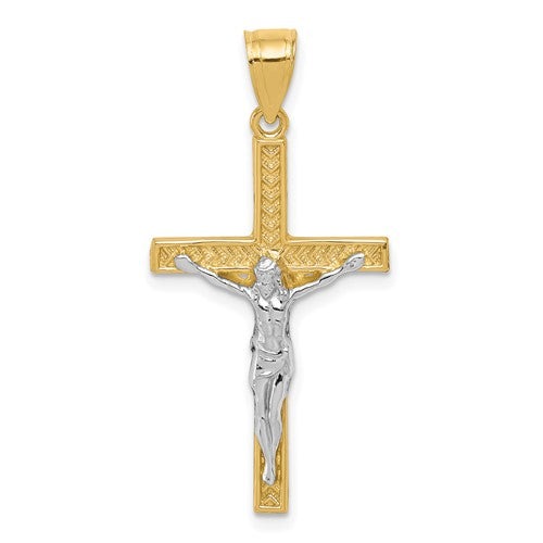 10K w/ Rhodium Crucifix Pendant