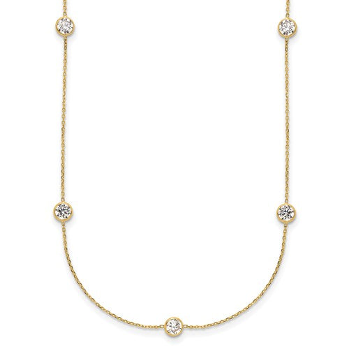 10K Polished CZ 7 Station Necklace