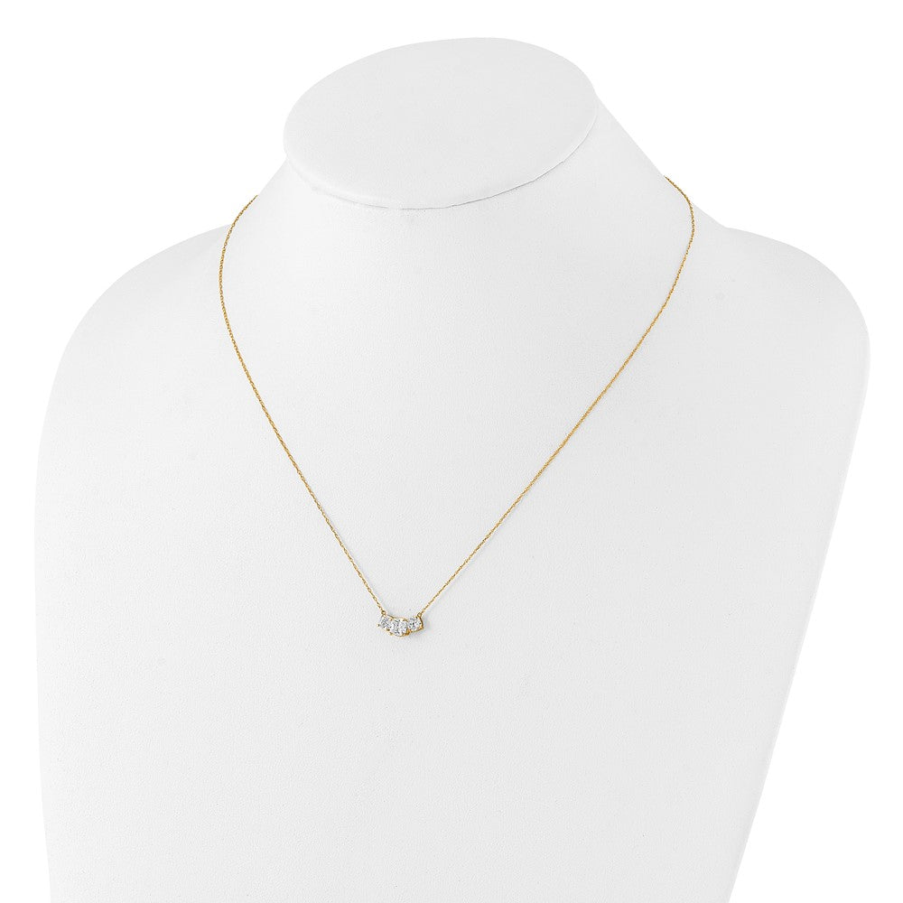 10K Polished 3-Stone CZ Necklace