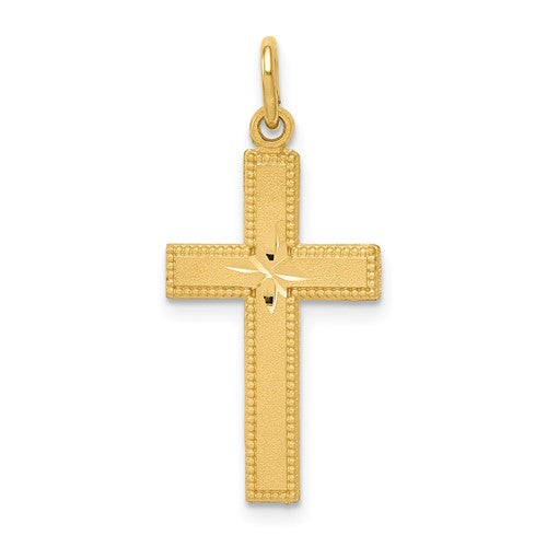 10k Diamond-cut Cross Pendant