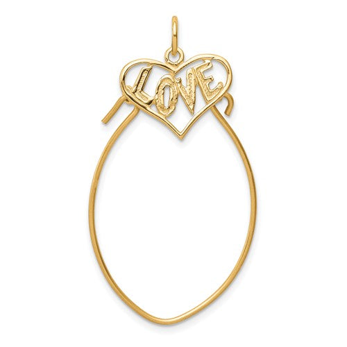 10K Polished Filigree LOVE Charm Holder