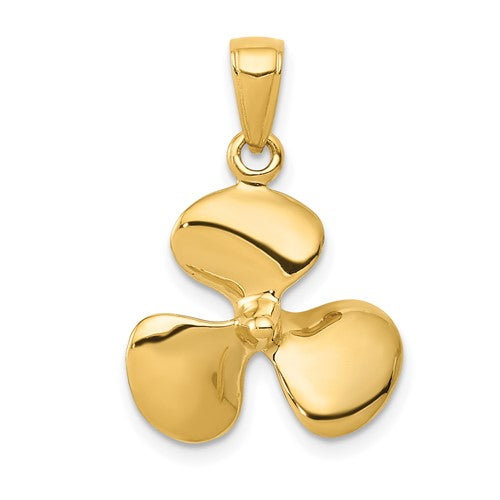 10K Polished 3-D Propeller Pendant