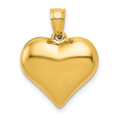 10K Polished 3-D Heart Pendant