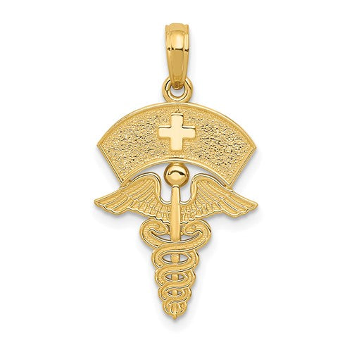 10k Caduceus w/Nurses Cap Pendant