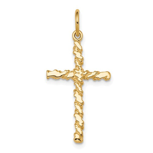 10K Nugget Cross Charm