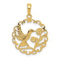 10k Hummingbird in Round Frame Pendant