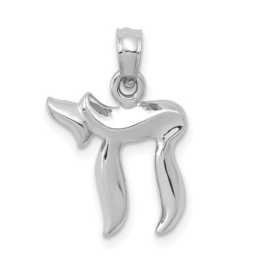 10K White Gold Chai Pendant