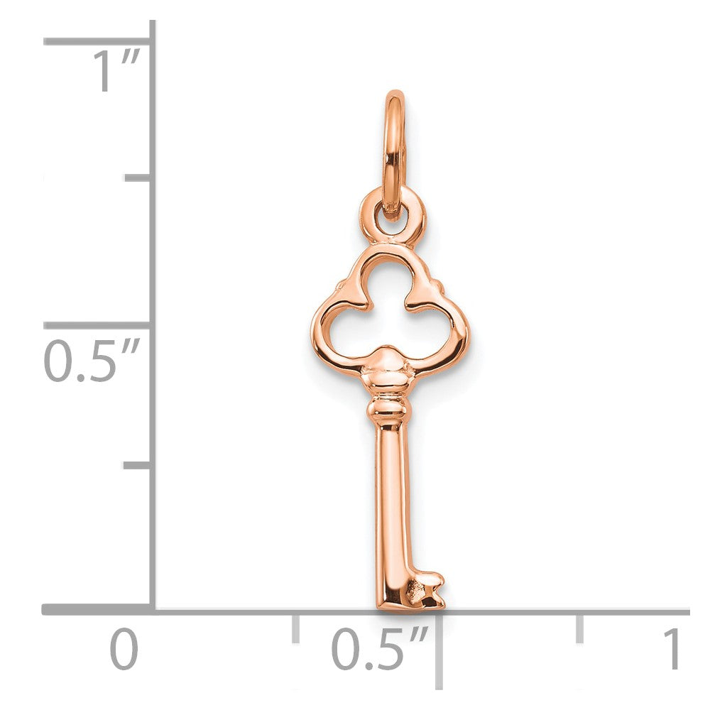 10k Rose Gold Solid Key Charm
