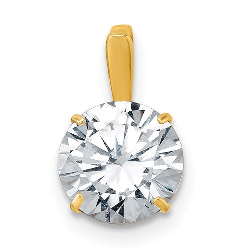 10k Polished 8mm CZ Round Solitaire Pendant