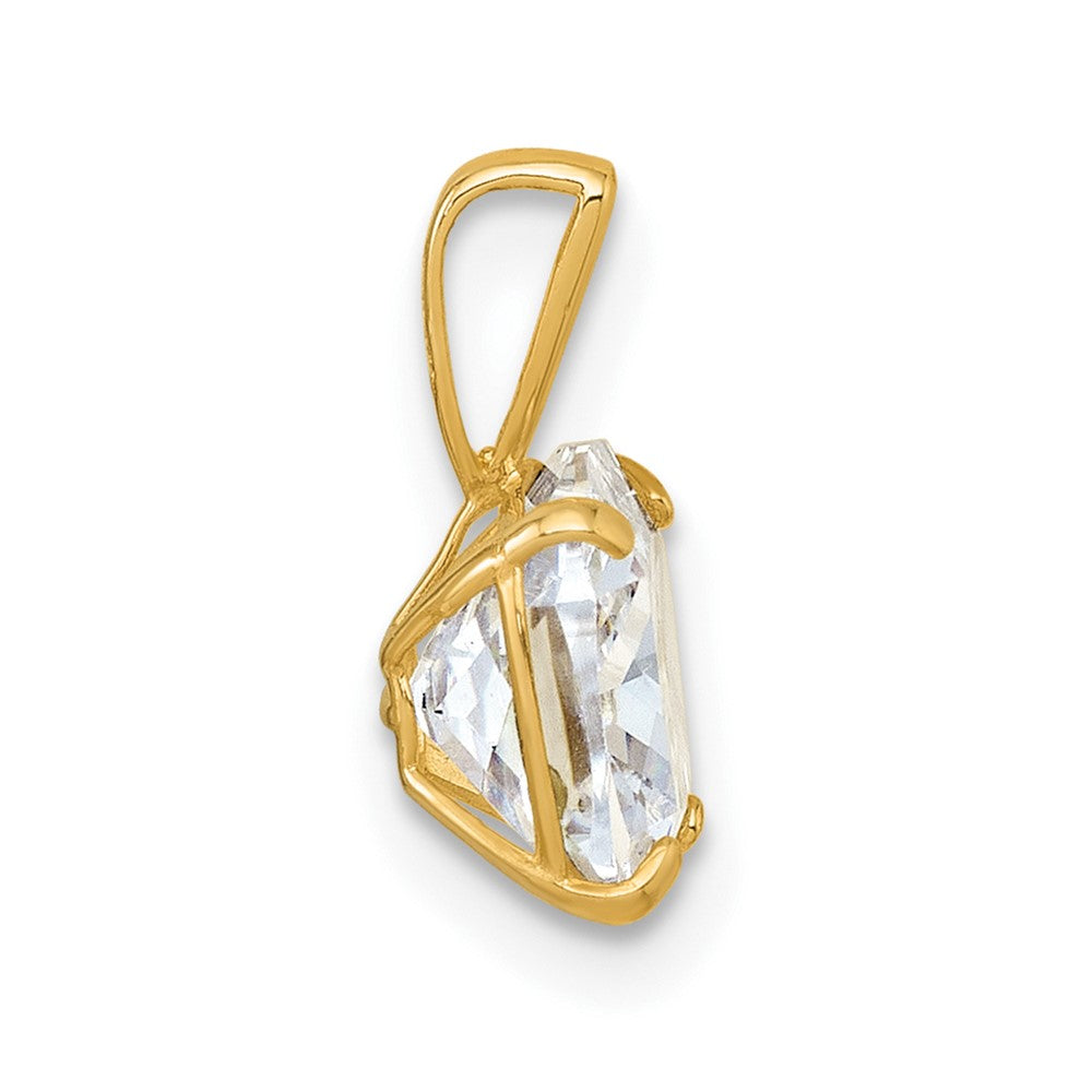 10k Polished Cushion 8mm CZ Solitaire Pendant