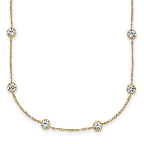 10k Polished CZ 14 Station Necklace
