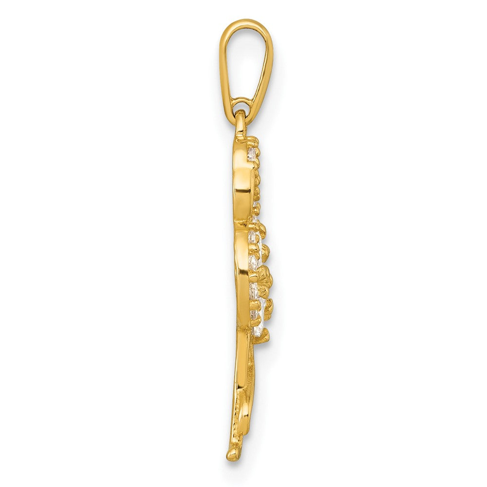 10k Polished CZ Flamingo Pendant