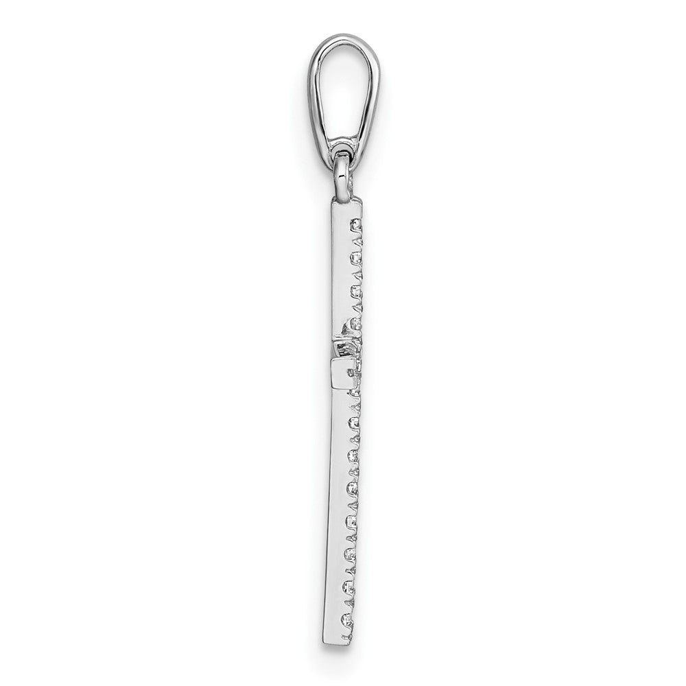 10k White Gold Polished CZ Cross Pendant
