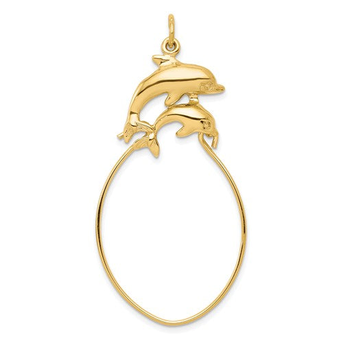 10k Double Dolphin Charm Holder