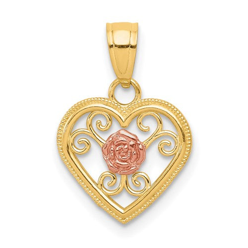 10k Two-tone Small Heart Charm