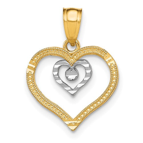 10K w/Rhodium Heart Charm
