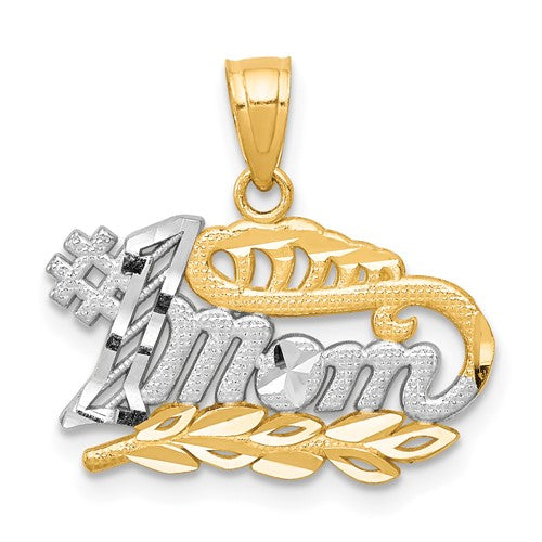 10K w/Rhodium #1 MOM Charm