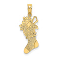 10K Polished Christmas Stocking Pendant