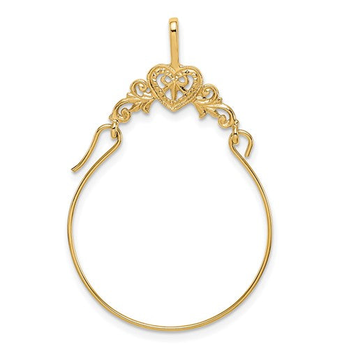 10k Polished Filigree Heart Charm Holder